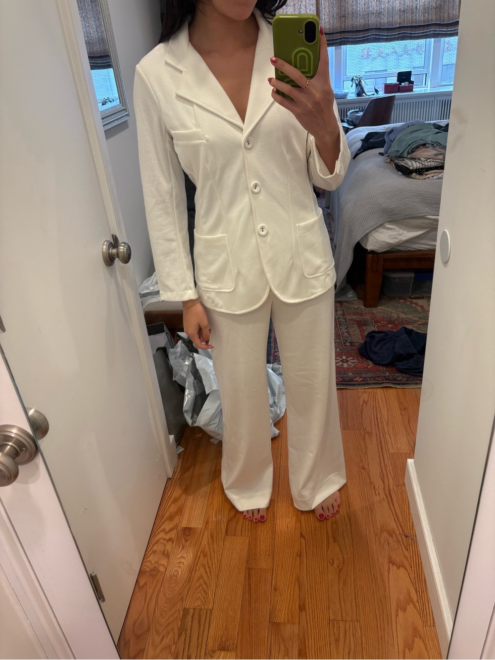 Suzi Kondi Cream Women's Blazer & Wide-Leg Pants Set